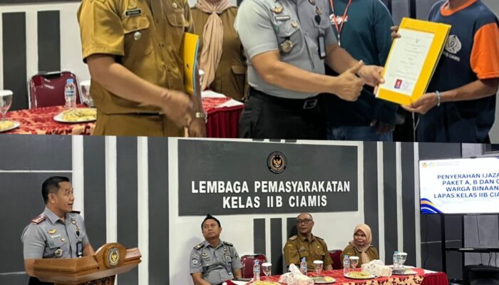 Lapas Kelas IIB Ciamis Serahkan Ijazah Paket A, B, dan C kepada Warga Binaan