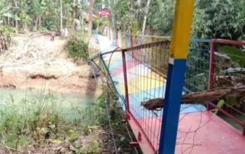 Baru Sebulan Dibangun, Jembatan Gantung di Pangandaran Ambruk, 8 Pelajar Terjatuh ke Sungai