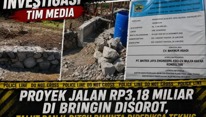 Proyek Jalan Rp3,18 Miliar di Bringin Disorot, Talut dan U-Ditch Diminta Diperiksa Teknis