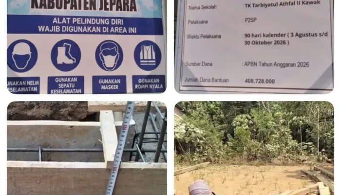 Proyek Revitalisasi TK Tarbiyatul Athfal 2 Kawak Diduga Minim Pengawasan, Pondasi dan Penggunaan Kayu Bekas Disorot