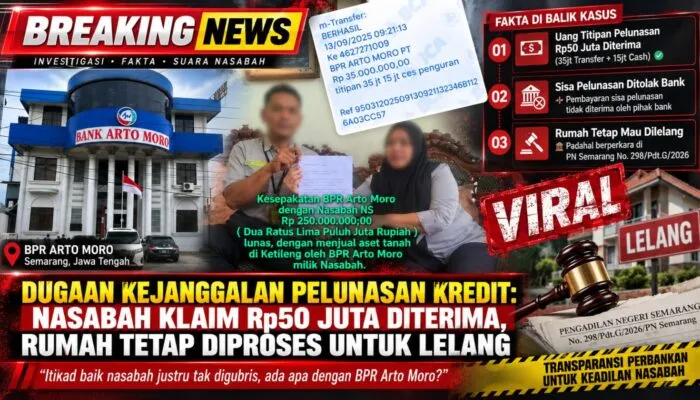 Dugaan Kejanggalan Pelunasan Kredit: Nasabah Klaim Rp50 Juta Diterima, Rumah Tetap Diproses untuk Lelang